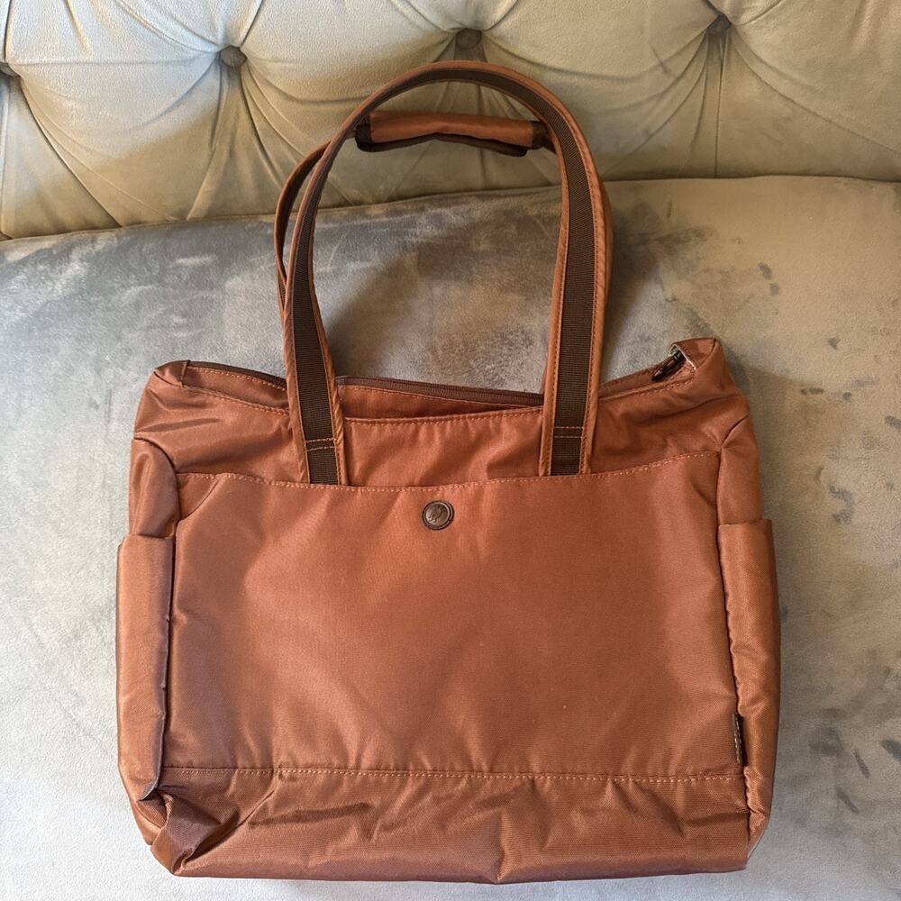 Pacsafe City-safe Travel Tote Brown Clay 12x16" Theft Laptop i-pad RFID Nylon